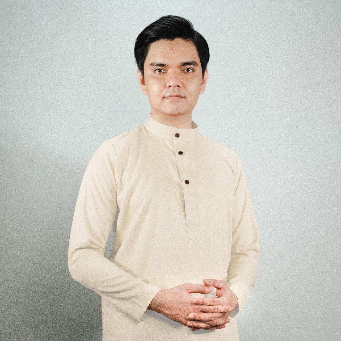 Beige - Kurta Collared