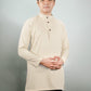 Beige - Kurta Collared