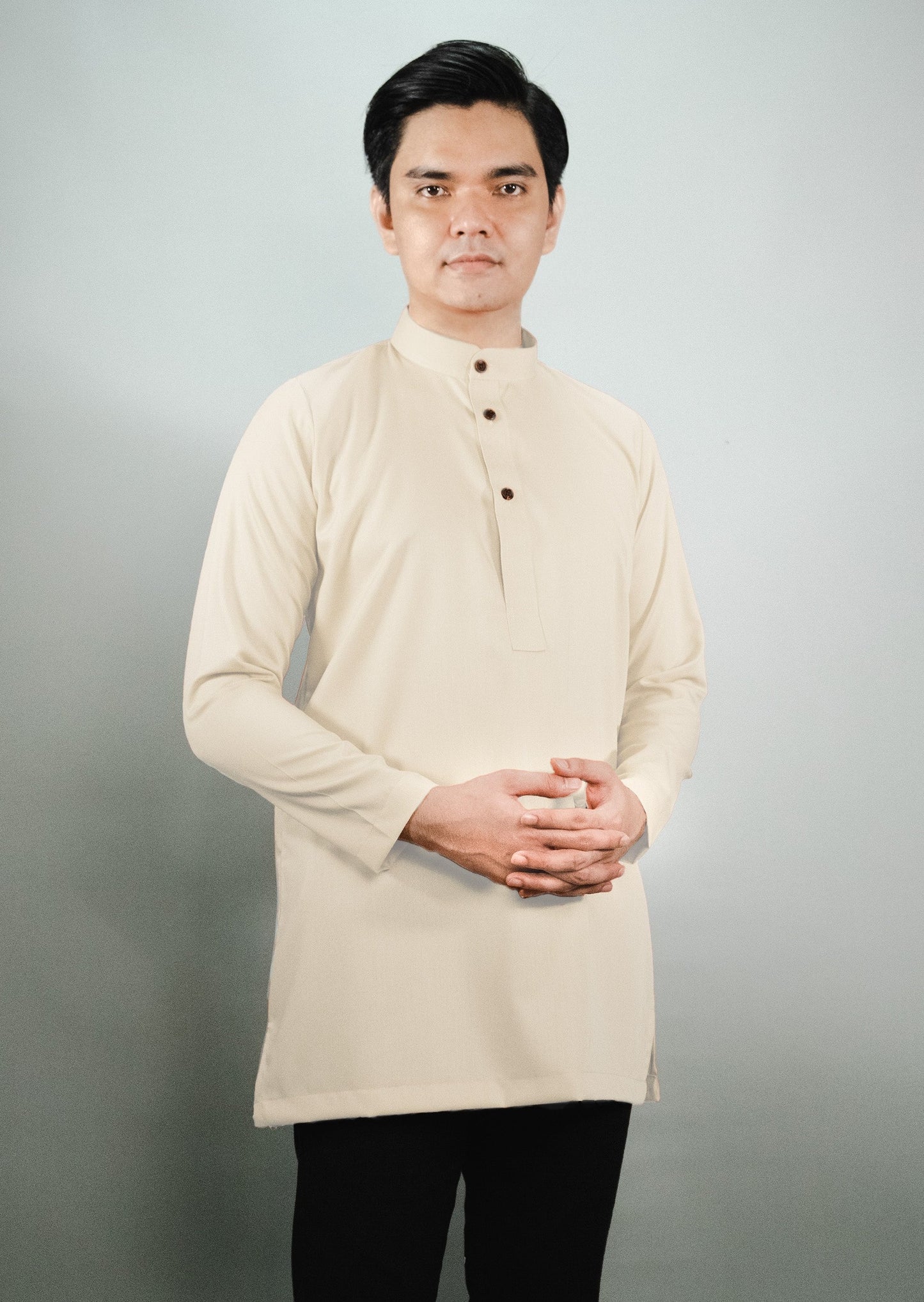 Beige - Kurta Collared