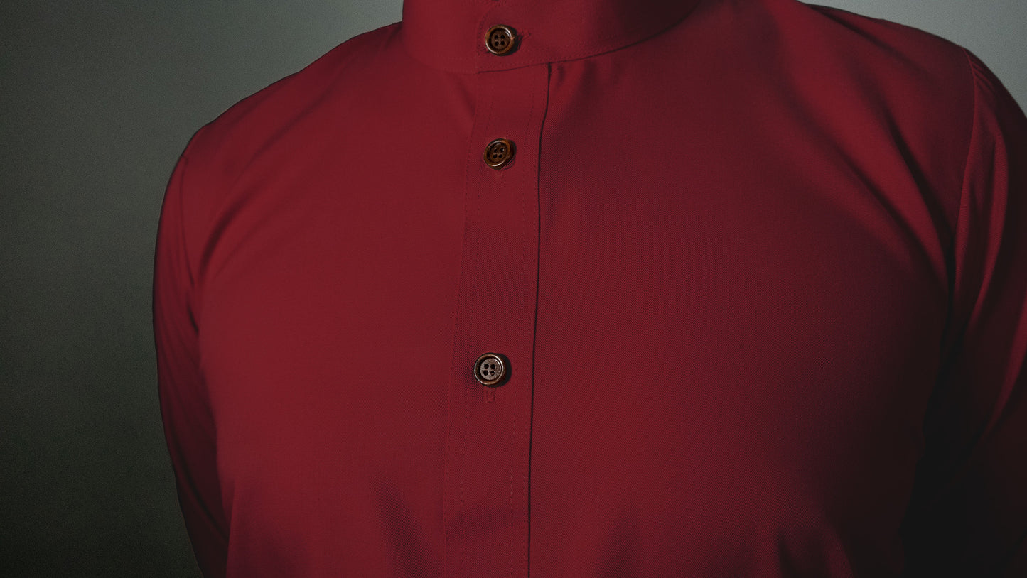 Maroon - Kurta Collared